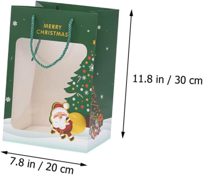 Santa Bags 2 Pack Lightweight Christmas Candy Storage Pouches Red Green Designs - Image 2